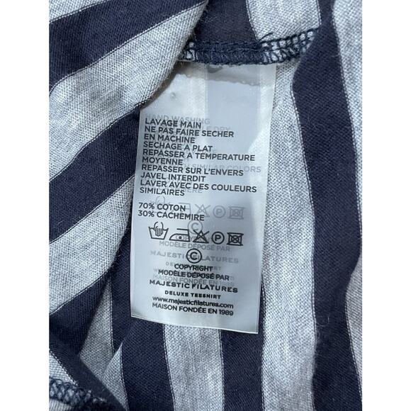 Majestic Filatures Paris Top Womens Cotton Cashmere Shirt Gray Black Stripe Sz 1 - Picture 13 of 13